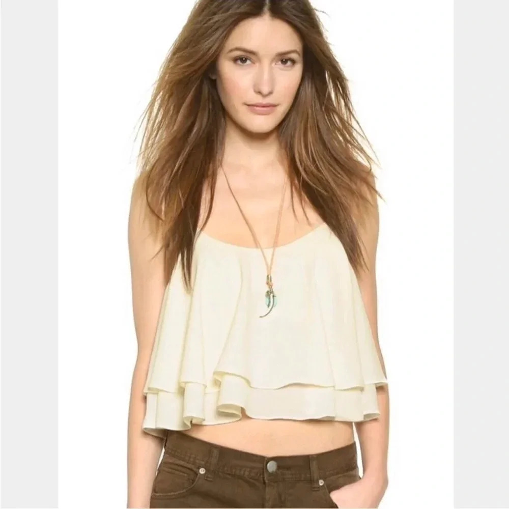 Free People Ivory Tropical Wave Crop Top